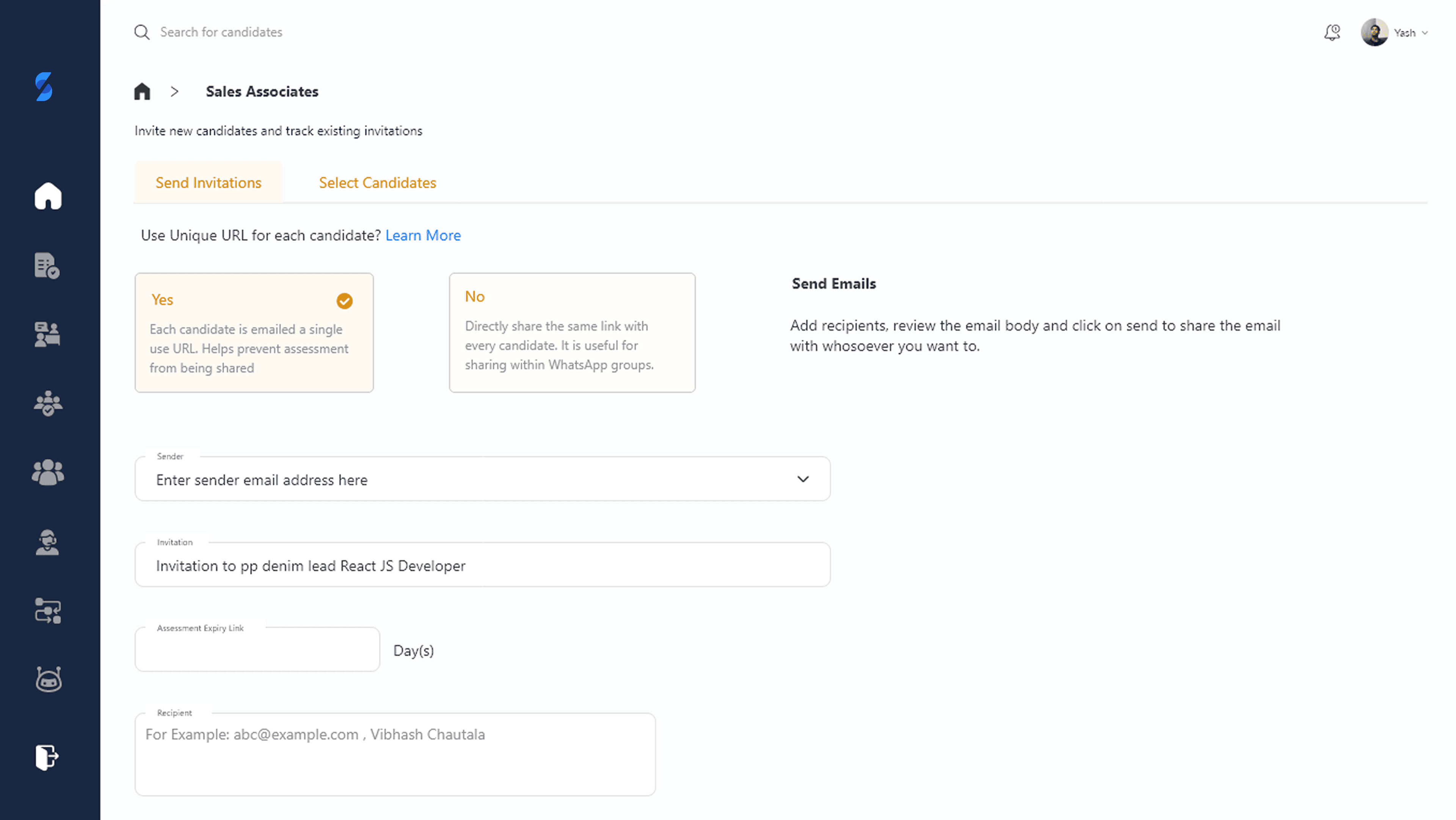 Invite Candidates with Ease