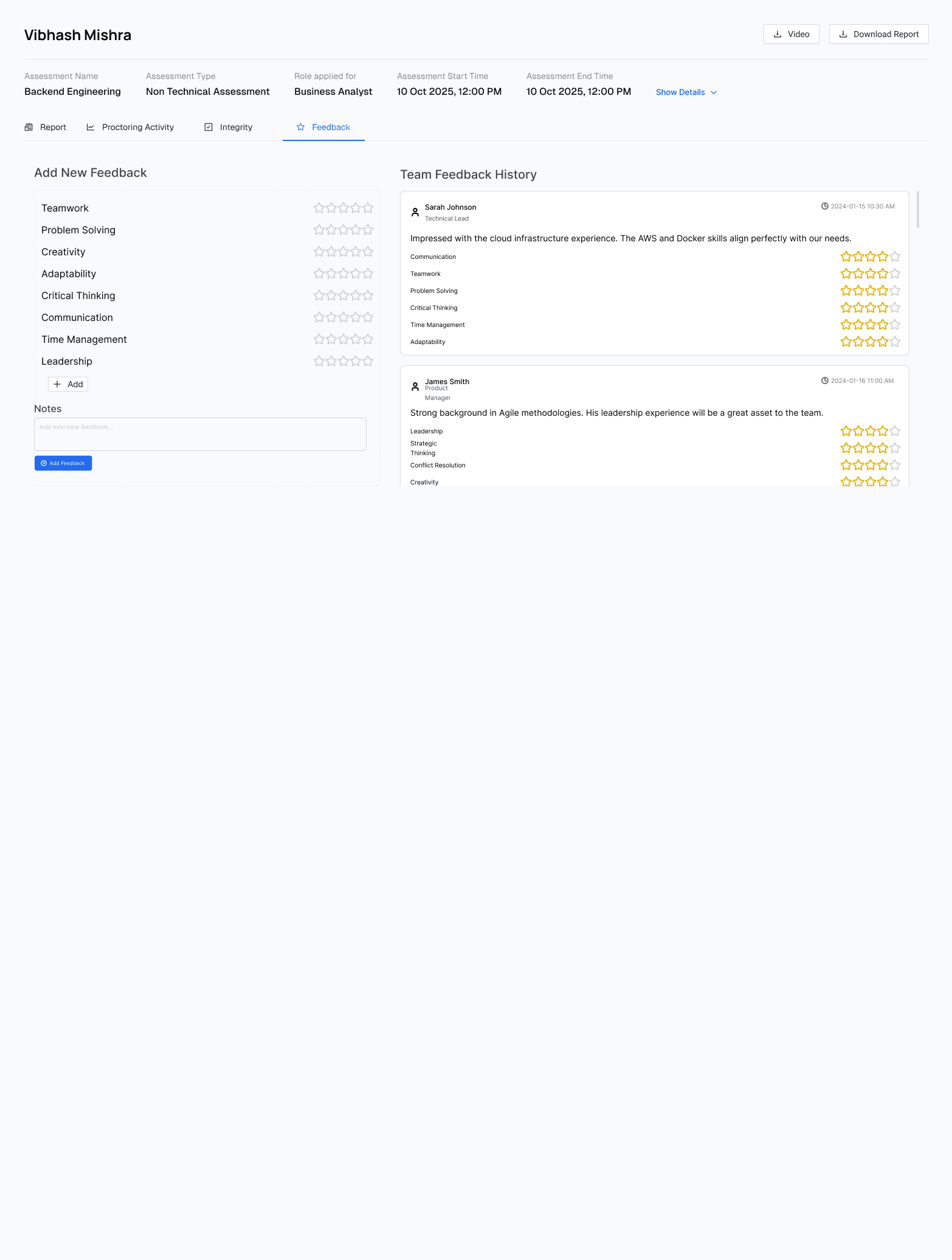 Non-Technical Assessment - Feedback