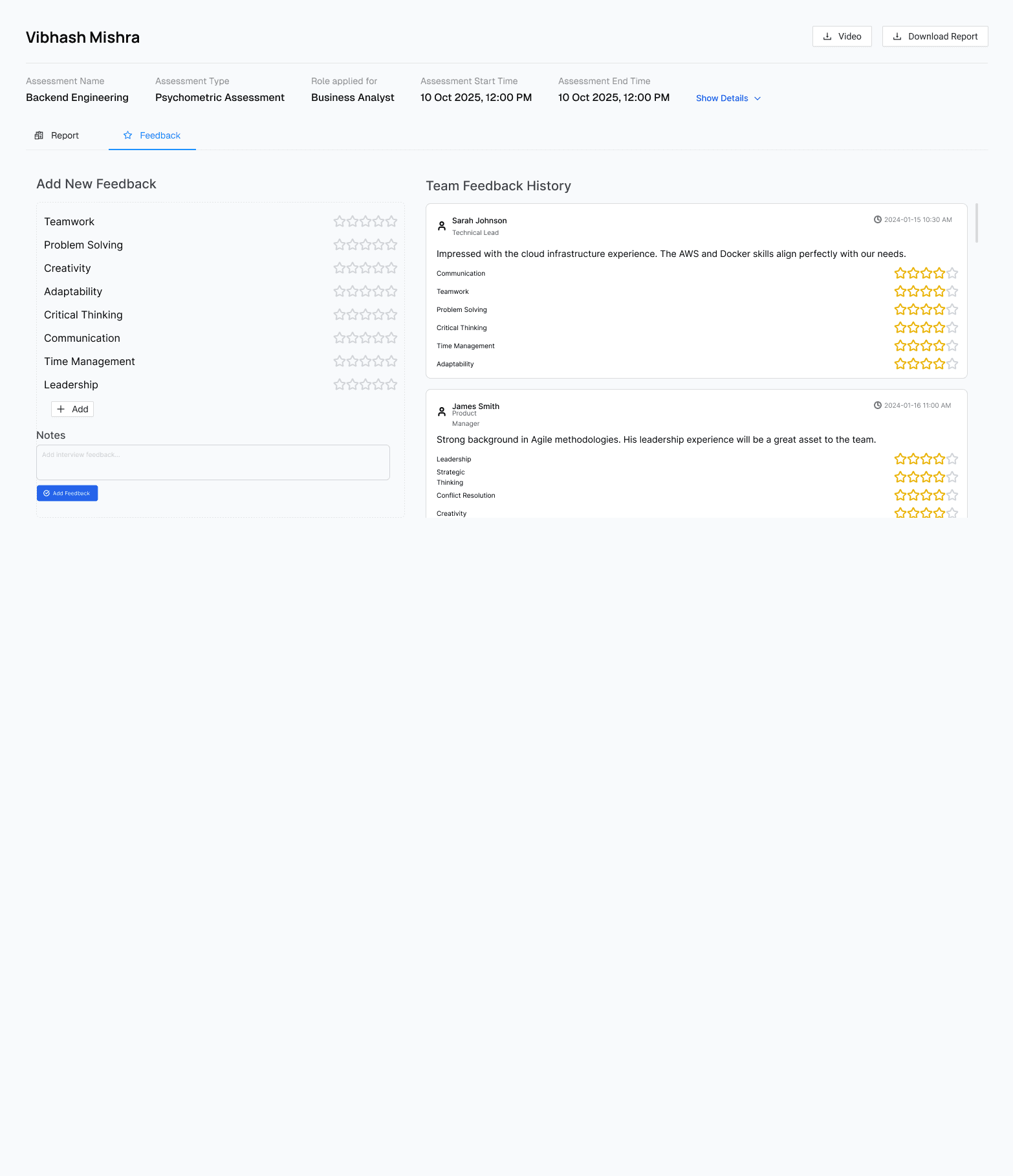 Psychometric - Feedback
